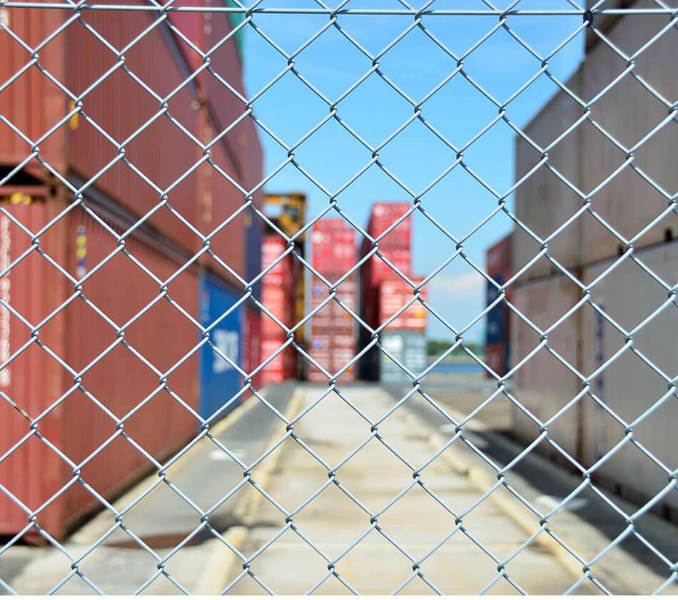 Image of shipping container stockyard.