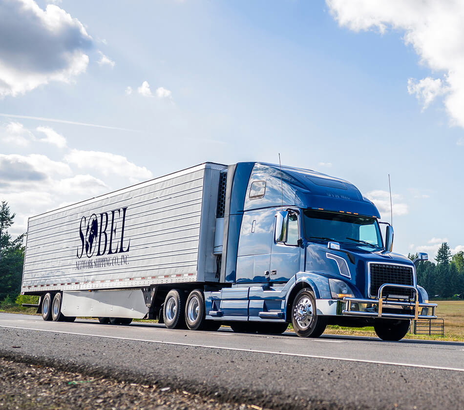 Image of freight truck with Sobel logo