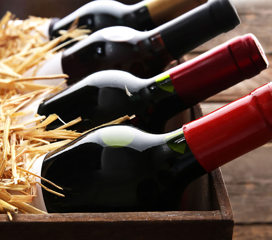 Image of wine bottles in packing case.