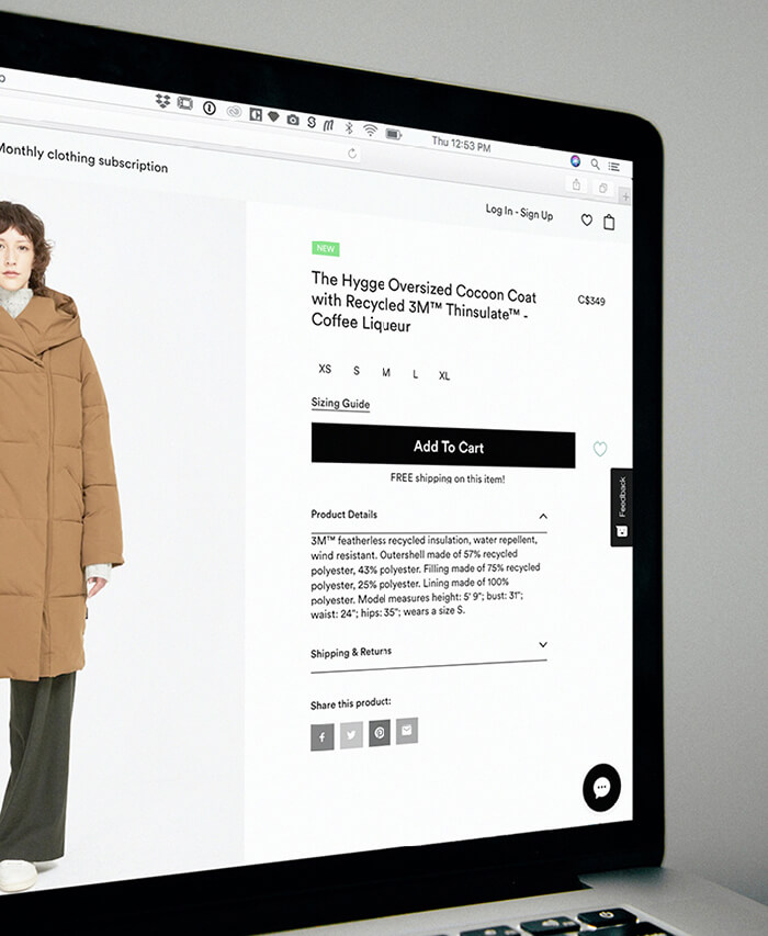 Image of a product page for an ecommerce site.