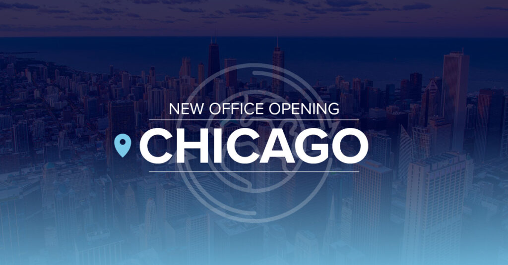 Header image for press release about new office in Chicago.